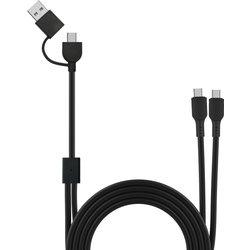 Muvit For Change Cable USB-C + USB a 2x USB-C 3A/60W 1m Negro