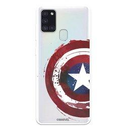 Funda para Samsung Galaxy A21S Oficial de Marvel Capitan America Escudo Transparente