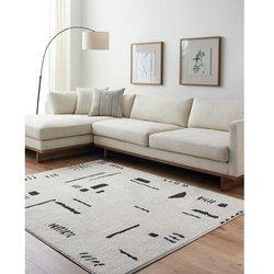 Surya Alfombra escandinava moderna marfil/negro 200x275