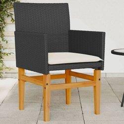 Conjunto 2 Silla De Jardín VIDAXL Negro Poli Ratán (52x62x90 cm)