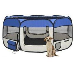 vidaXL Parque De Perros Plegable Y Bolsa Transporte Azul 145x145x61cm