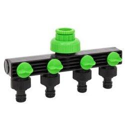 vidaXL Adaptador Para Grifo De 4 Vías Abs Pp Verde Negro 19.5x6x11cm