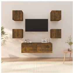 Conjunto de muebles de TV de pared de humo de madera multicapa