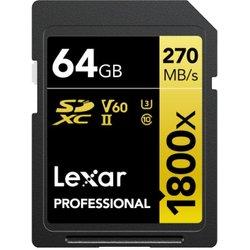 Lexar Professional 1800x Tarjeta SDXC 64GB UHS-II U3 V60 Clase 10