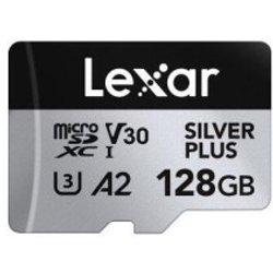 Lexar 128gb lexar high-performance silver plus microsdxc uhs-i, up to 205mb/s read 150mb/s write c10 a2 v30 u3,with adapter