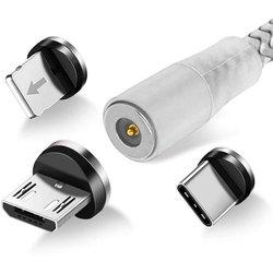 Cable USB a Lightning, USB-C y Micro-USB de 2,4 A y 1,2 m - Plata