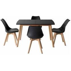 Conjunto de mesa extensible helga 120 / 160cm y 4 sillas nora