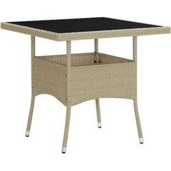 Mesa de jardín VIDAXL Beige Poli Ratán (80x80x75 cm)