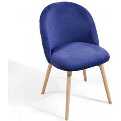 Nova Miadomodo® Sillas de Comedor - Pack de 6, Patas de Madera, Asiento, Respaldo Tapizado, Terciopelo, Acolchadas, Modernas, Estilo Nórdico, Azul