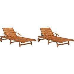 2 piezas de madera maciza Acacia sunbeds