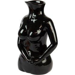 Fisura - jarrón decorativo moderno en forma de busto. jarra de agua de cerámica. jarrón multiusos con cuerpo de mujer negro. medidas: 17 x 11 x 23 cm.