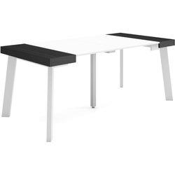 Mesa Consola extensible 180 Para 8 comensales Patas de madera Blanco y negro