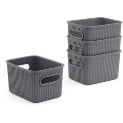 Set 4 Cestas TATAY Baobab 1.5L (Gris - Plástico PP05 - 16.7 x 12.8 x 10 cm)