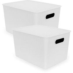 Tatay baobab - set de 2 cajas organizadoras 22l con tapa en plástico pp05. blanco pergamon