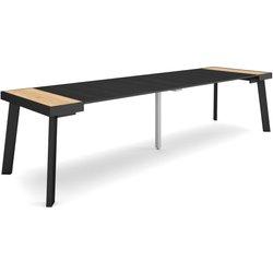 Mesa Consola extensible 300 Para 14 comensales Patas de madera Roble y negro