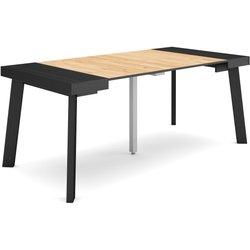 Mesa Consola extensible 180 Para 8 comensales Patas de madera Negro y roble