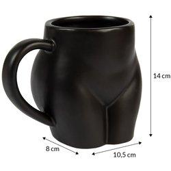 FISURA Taza graciosa con forma de culo Taza orgininal de color negro Capacidad: 320 mililitros 14x10,5x8 centímetros Porcelana