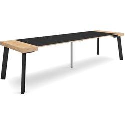 Mesa Consola extensible 300 Para 14 comensales Patas de madera Roble y negro