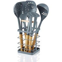 Nordic Utensilios Cocina De Nylon 6 Piezas, Cesto, Mangos Efecto Madera, Sin Bpa, Hasta 200oc Gris Swan Nordic