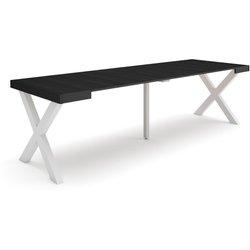 Mesa Consola extensible 260 Para 12 comensales Patas madera maciza Negro