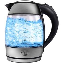 Hervidor agua eléctrico, 1,8 l, sin bpa, resistencia oculta, inalámbrico, apagado automático, adler, transparente, 2200, ad1246