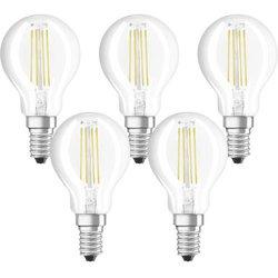 Pack 5 bombilla led osram p e14 transparente 4w 470lm 2700k ip20 300 ° [lv-4058075090668]