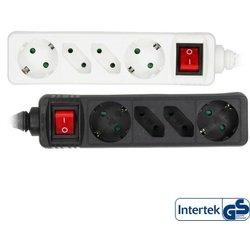 Inline regleta 4 tomas 2x tipo f + 2x euro con interruptor negro 1.5m