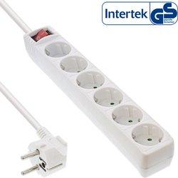 Regleta inline 6 puertos 6x tipo f con interruptor y seguridad infantil blanco 5m