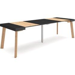 Mesa Consola extensible 260 Para 12 comensales Patas de madera Negro y roble