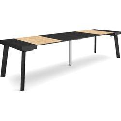 Mesa Consola extensible 300 Para 14 comensales Patas de madera Negro y roble