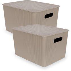 Tatay baobab - set de 2 cajas organizadoras 22l con tapa en plástico pp05. taupe