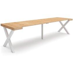 Mesa Consola extensible 300 Para 14 comensales Patas madera maciza Roble