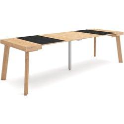 Mesa Consola extensible 260 Para 12 comensales Patas de madera Roble y negro