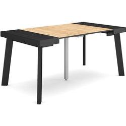 Mesa Consola extensible 160 Para 8 comensales Patas de madera Negro y roble