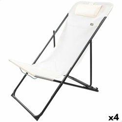 Tumbona reclinable aktive blanco 53 x 87 x 78 cm (4 unidades)