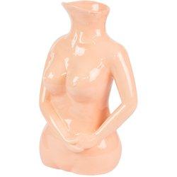 Fisura - jarrón decorativo moderno en forma de busto. jarra de agua de cerámica. jarrón multiusos con cuerpo de mujer marrón. medidas: 17x11x23 cm.