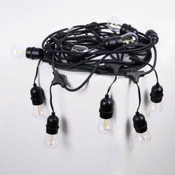 Kit guirnalda luces exterior 11,5 metros + 10 bombillas led e27 filamento 1w - ip44 - ámbar