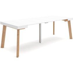 Mesa Consola extensible 220 Para 10 comensales Patas de madera Blanco