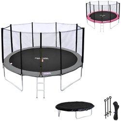 Cama elástica de 370cm reversible gris/rosa, pack trampolín perth + red de seguridad + escalera + lona + kit de anclaje.