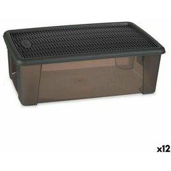 Caja con Tapa Elegance Gris Plástico 5 L (19,5 x 11,5 x 33 cm) (12 Unidades)