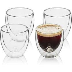 Juego 4 Vasos Café Cristal, SWAN, SWKA54010N, Doble Pared de Borosilicato 100ml