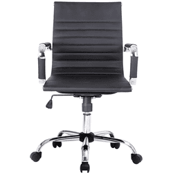 silla de oficina equip respaldo medio color negro recubrimiento pu de alta calidaddise  o ergonomi