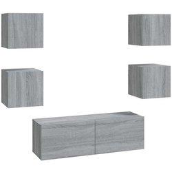 vidaXL Juego De Muebles De Pared Para Tv Contrachapado Gris Sonoma