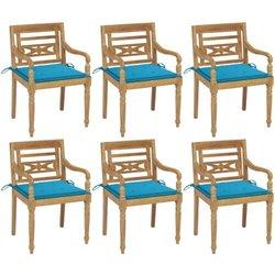 Conjunto 6 Silla Batavia VIDAXL Azul Madera (55x51.5x84 cm)