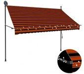 Toldo manual retráctil con led naranja y marrón 250 cm