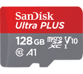 Tarjeta Micro SDXC - SanDisk Ultra PLUS, 128 GB, 150 MB/s, UHS-I, V10, A1, C10, Adaptador SD, Multicolor