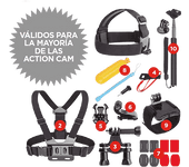 Kit accesorios cámara deportiva - SK8 Pack Accesorios 10 en 1, Accesorios, Negro