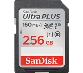 Tarjeta SDXC - SanDisk Ultra Plus, 256GB, 160 MB/s, UHS-I, V10, Clase 10, Resistente al Agua, Multicolor