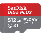 Tarjeta Micro SDXC - SanDisk Ultra PLUS, 512GB, 160 MB/s, UHS-I, V10, A1, C10, Adaptador SD, Multicolor