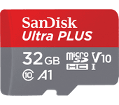 Tarjeta Micro SDHC - SanDisk Ultra PLUS, Elite, 32 GB, 130 MB/s, UHS-I, V10, A1, C10, Adaptador SD, Multicolor